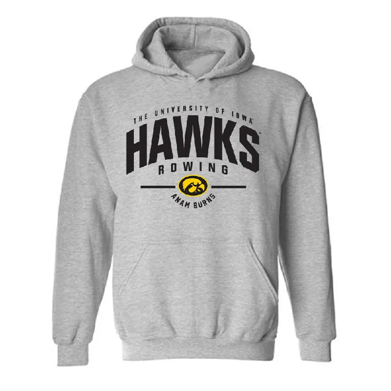 Iowa - NCAA Women's Rowing : Anam Burns - Classic Fashion Hooded Sweatshirt Hoodie with Hem Contrast Bold Stylish