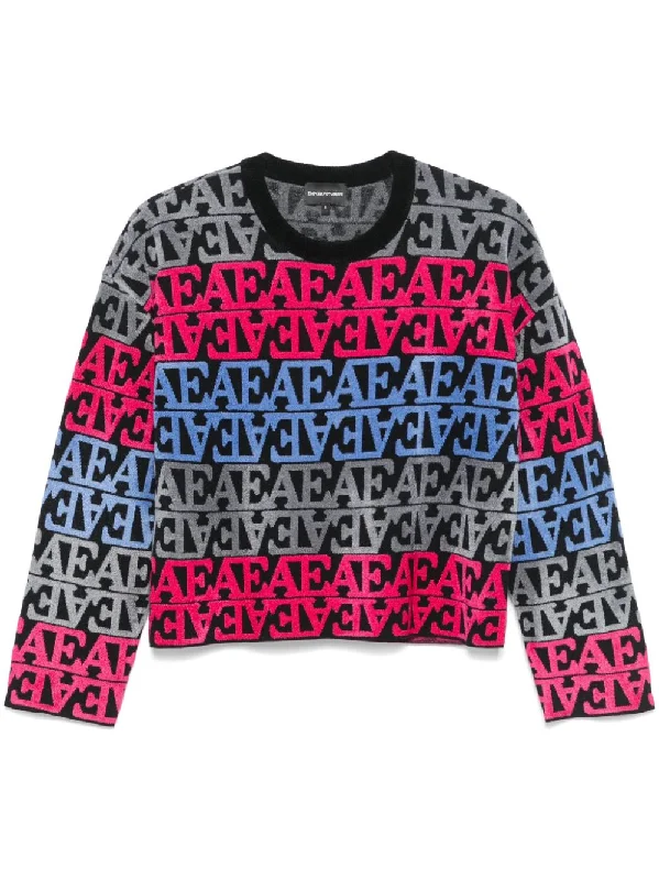 Emporio Armani Women's Sweaters Black Satin Fabric Silk Fabric Chiffon Fabric