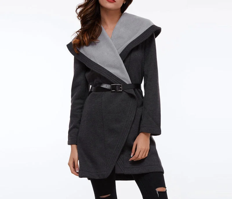 women coat black women jacket coat long sleeve fashion slim coat with sashes outwear coat Belted Jacket Elasticated Jacket Padded Jacket