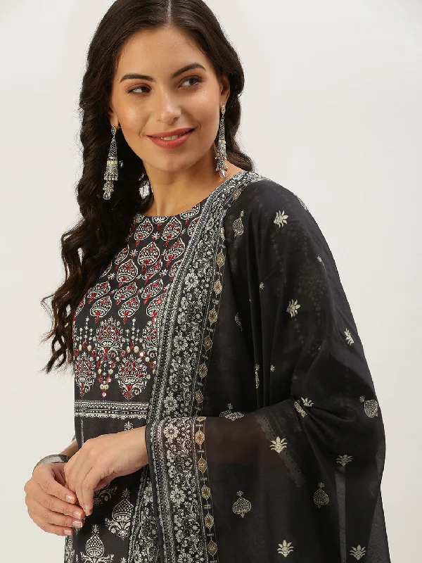 Women Straight Grey Printed Kurta and Trousers-BC-SK1318-Greycream Trousers Gym Athletic Women Straight Grey Printed Kurta and Trousers-BC-SK1318-Greycream Trousers Gym Athletic