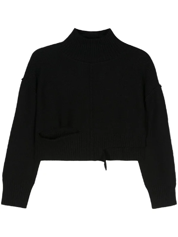 Mm6 Maison Margiela Women's Sweaters Black High Neck Crew Neck V-Neck