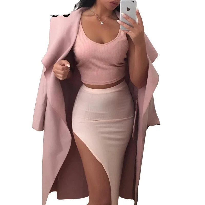 Warm turndown collar jacket coat Women ruffled belt black long coat overcoat female pink outerwear A-Line Jacket Boat Neck Shawl Collar