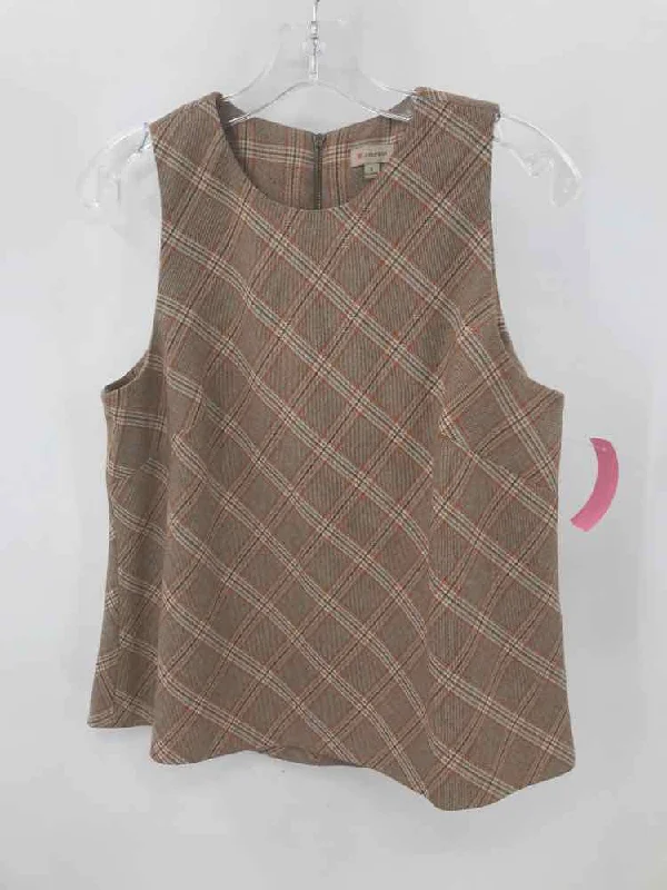Pre-Owned Cremieux Tan Size Small Plaid Tank Top lace tank top