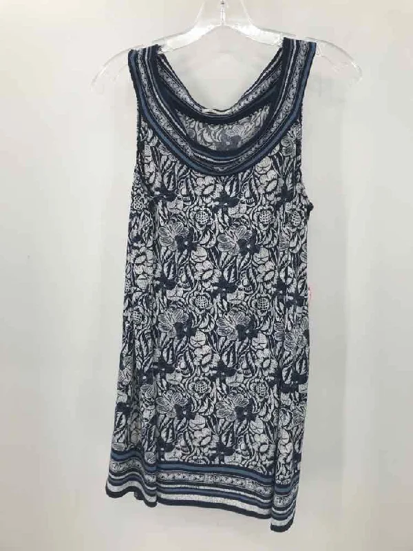 Pre-Owned Max Studio Navy Size Medium Printed Tunic Tank Top strapless tank top