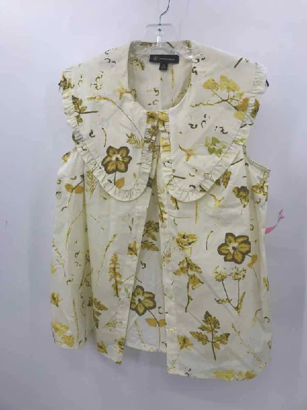 Pre-Owned INC Yellow Size Medium Button Down Tank Top one shoulder tank