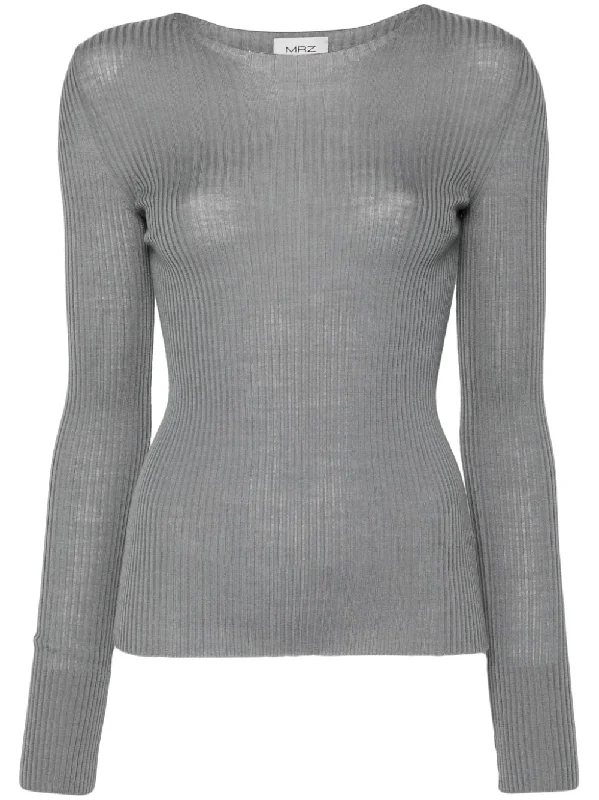 Mrz Women's Sweaters Grey Chenille Brocade Lace