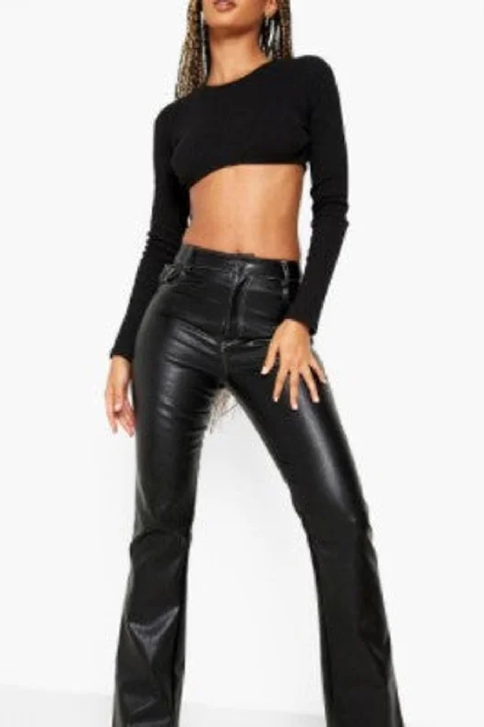 Black Poly Long Sleeve Crop Top Chenille Blend Fleece Blend Nylon Blend