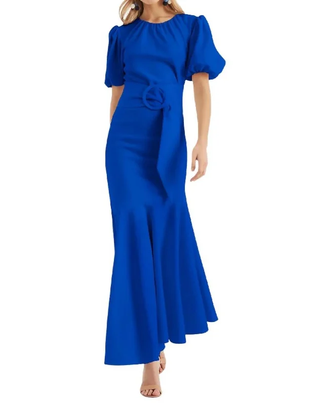 Camila Belted Dress In Cobalt
