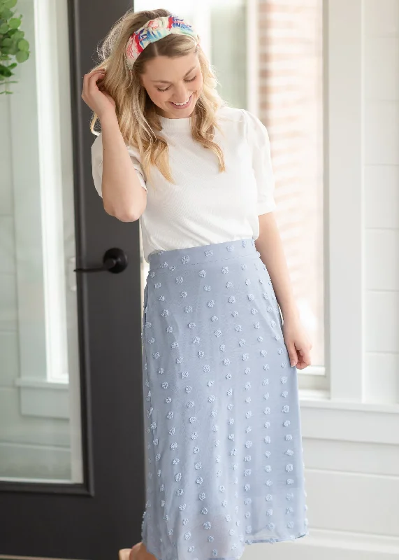 Dusty Blue Chiffon Midi Skirt - FINAL SALE leather skirt bold