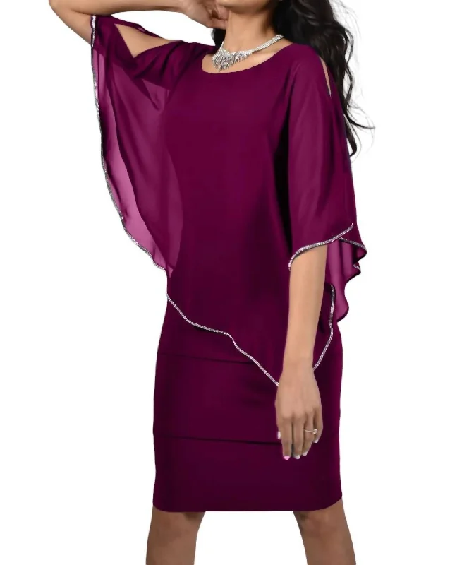 Tiered Layer Overlay Dress In Sangria