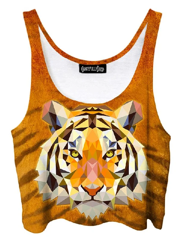 Stripes Geometric Tiger Crop Top Rayon Velvet Corduroy
