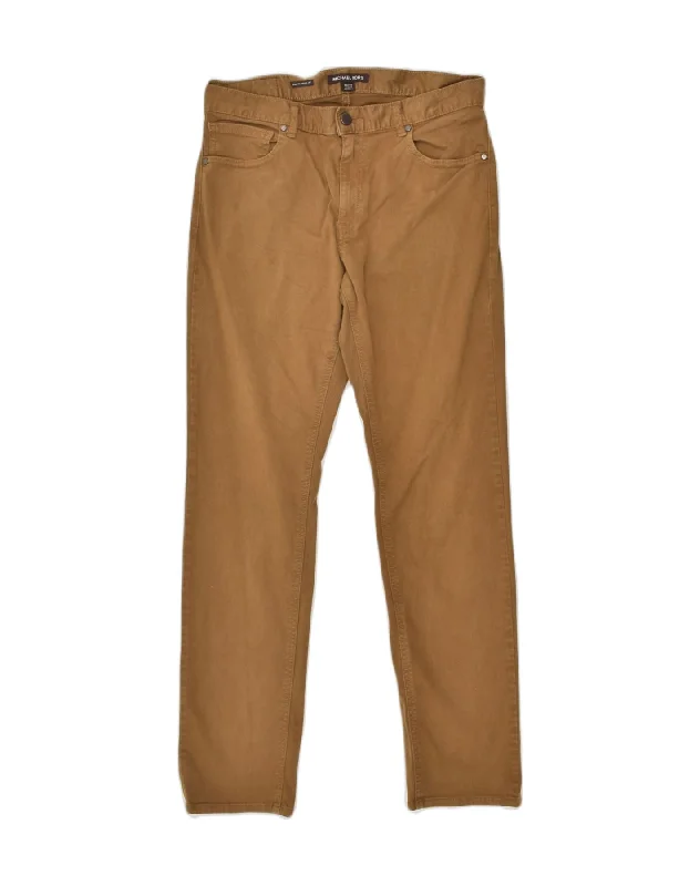 MICHAEL KORS Womens Slim Classic Fit Casual Trousers W30 L30 Brown Cotton Trousers Office Stylish MICHAEL KORS Womens Slim Classic Fit Casual Trousers W30 L30 Brown Cotton Trousers Office Stylish