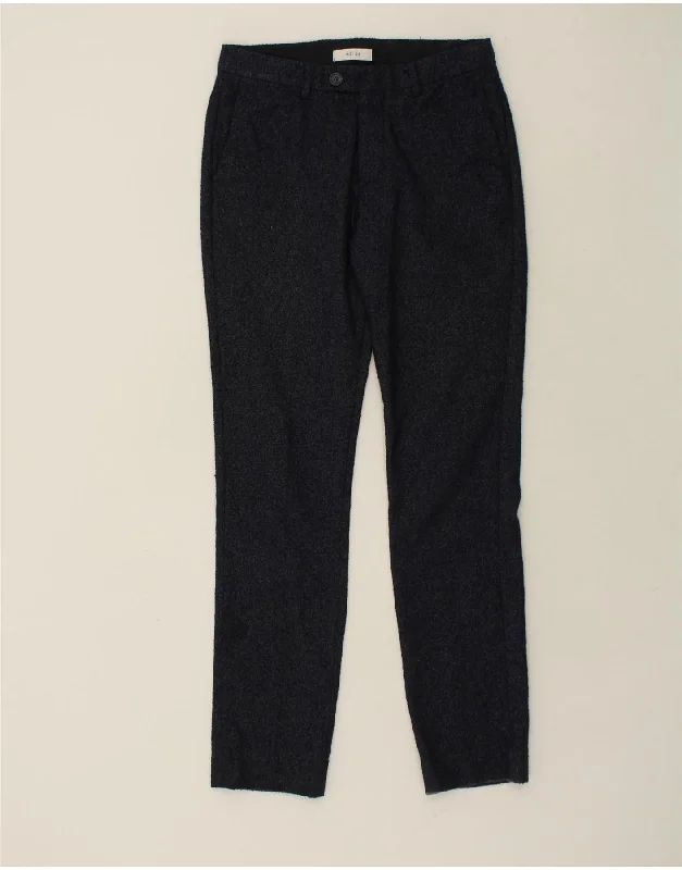 REISS Womens Slim Suit Trousers W32 L32  Navy Blue Cotton Trousers Yoga Stretchy