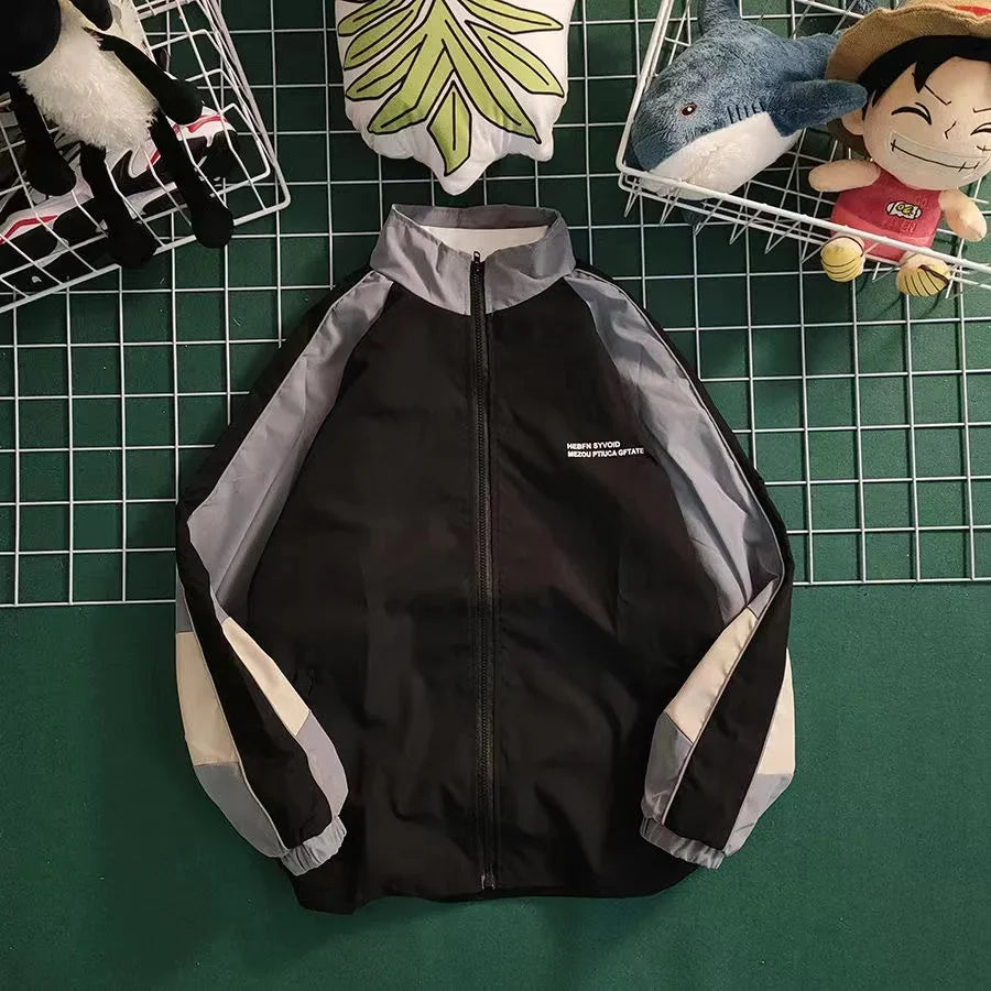 Advbridge 2024 Hip Hop Varsity Jacket Men Women Autumn Patchwork Color Block Windbreaker Coats Fashion Loose Thin College Jackets Toggled Jacket Drawstring Jacket Belted Jacket Advbridge 2024 Hip Hop Varsity Jacket Men Women Autumn Patchwork Color Block Windbreaker Coats Fashion Loose Thin College Jackets Toggled Jacket Drawstring Jacket Belted Jacket