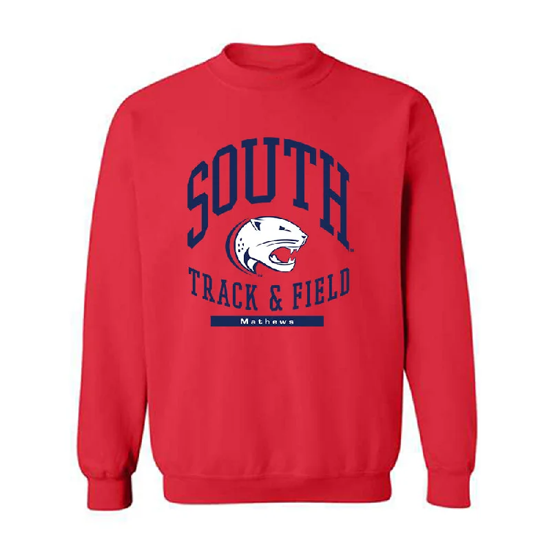 South Alabama - NCAA Women's Track & Field : Morgan Mathews - Classic Fashion Shersey Crewneck Sweatshirt Hoodie with Hem Frayed Vintage Worn