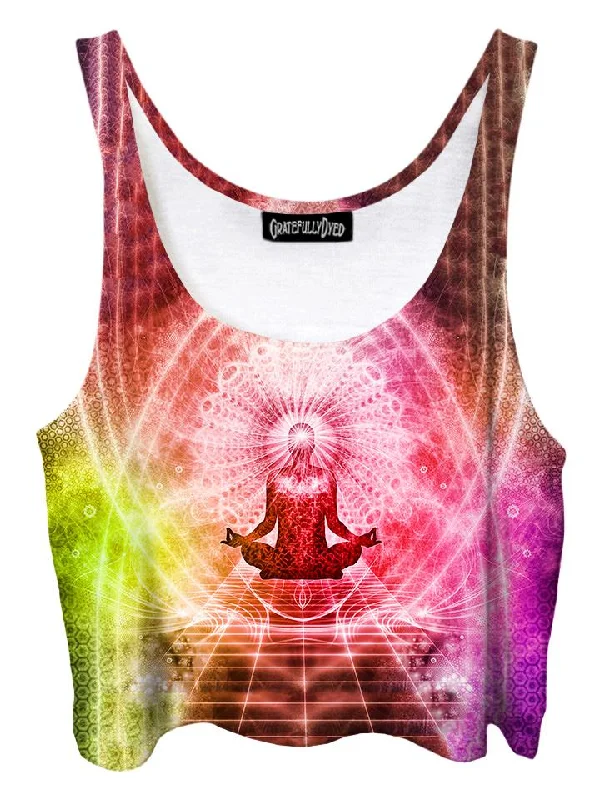 Enlightened Visionary Art Mandala Crop Top Chenille Fabric Brocade Fabric Lace Fabric