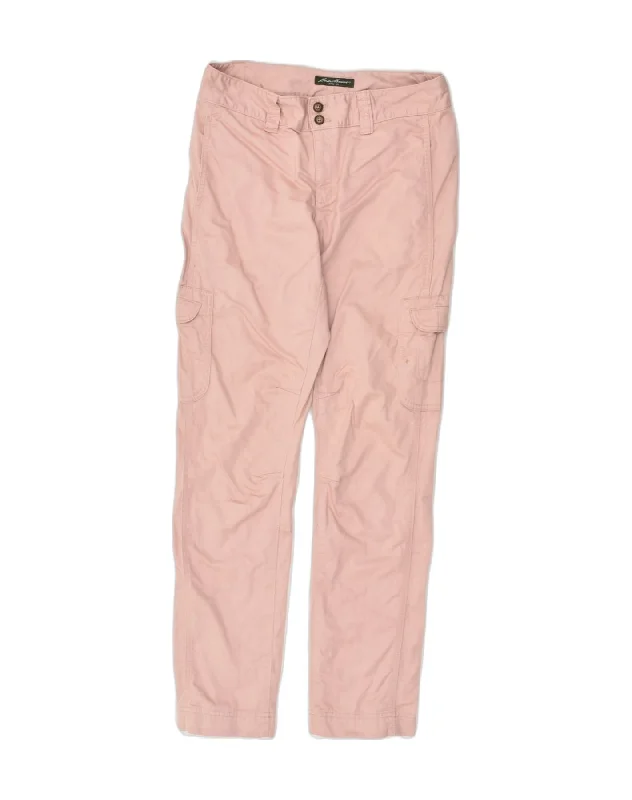EDDIE BAUER Womens Slim Cargo Trousers US 4 Small W32 L30 Pink Cotton Trousers Leather Faux EDDIE BAUER Womens Slim Cargo Trousers US 4 Small W32 L30 Pink Cotton Trousers Leather Faux