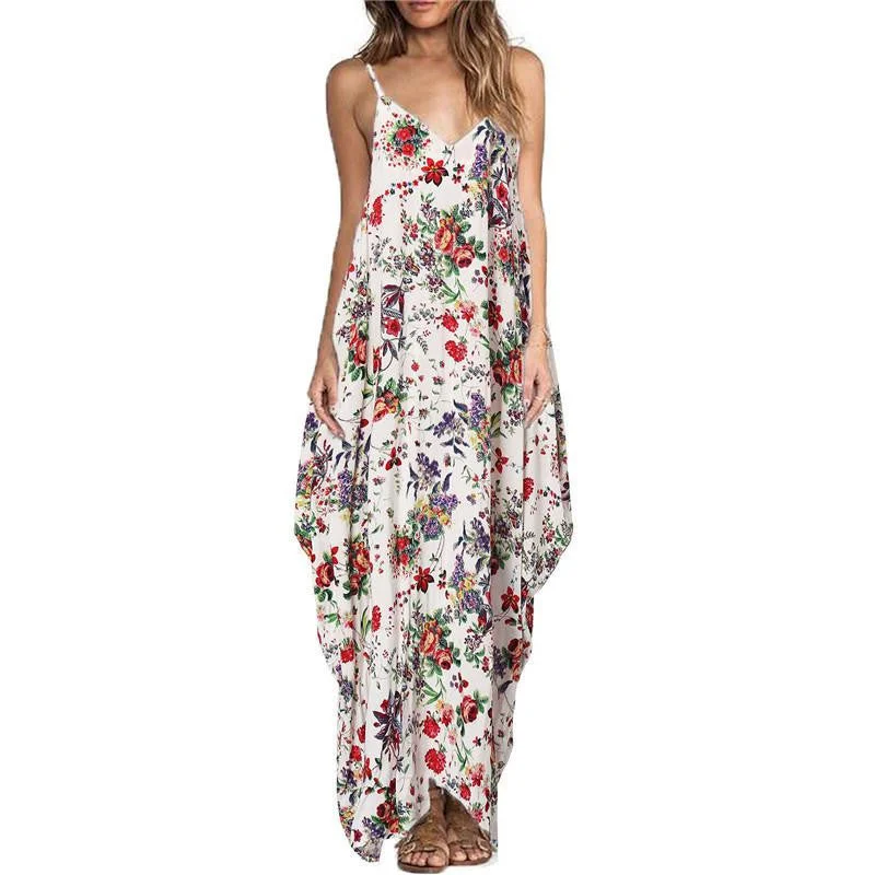 ZANZEA Boho Long Dress Women's Spaghetti Strap Backless Floral Print Loose Sleeveless Maxi Beach Dresses Plus Size Vestidos ZANZEA Boho Long Dress Women's Spaghetti Strap Backless Floral Print Loose Sleeveless Maxi Beach Dresses Plus Size Vestidos