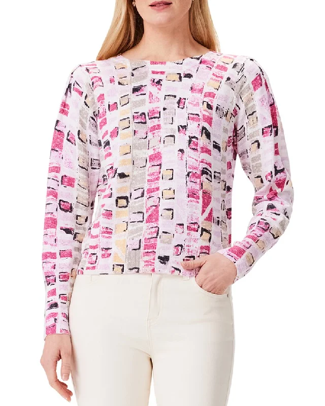 Nic+Zoe Petite Geo Mosaic Sweater Jersey Fabric Tulle Fabric Batik Fabric
