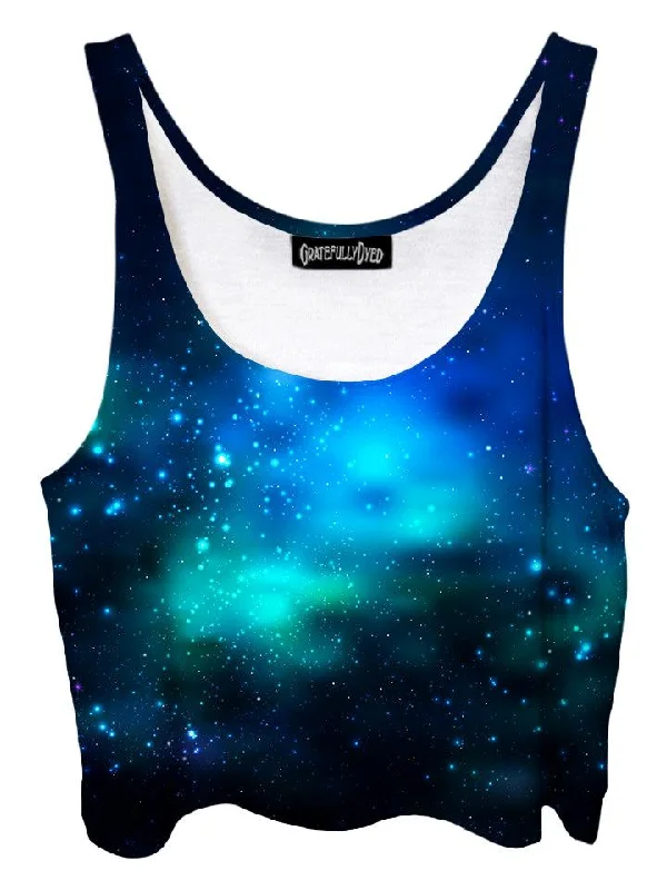 Deep Blue Galaxy Crop Top Fashionable Trendy Casual