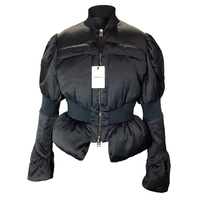 Tom Ford Down-Filled Peplum Jacket in Black Viscose Faux Fur Jacket Real Fur Jacket Shearling Jacket