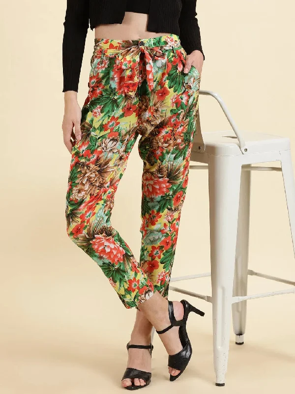 Women's Multi Printed Trouser-BEC-11-Multi Trousers Lace Delicate