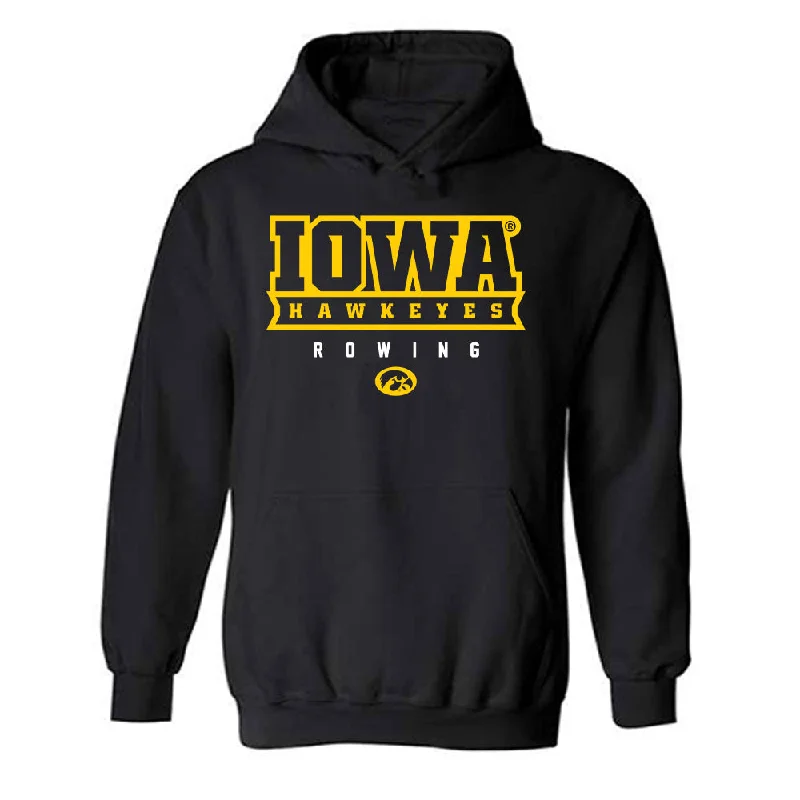 Iowa - NCAA Women's Rowing : Grace Hutt - Classic Shersey Hooded Sweatshirt Hoodie with Hem Applique Textured Unique