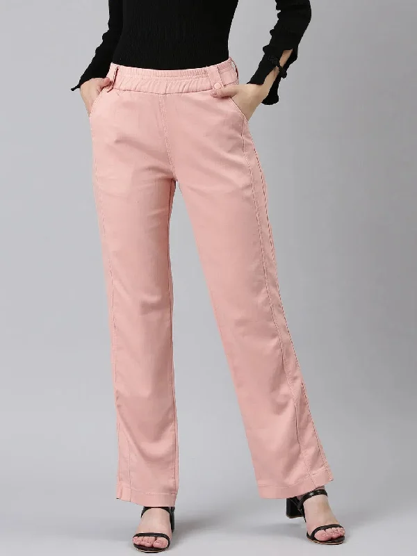 Women Peach Solid Trouser-LT-SF-10426-Peach Trousers Party Sparkling