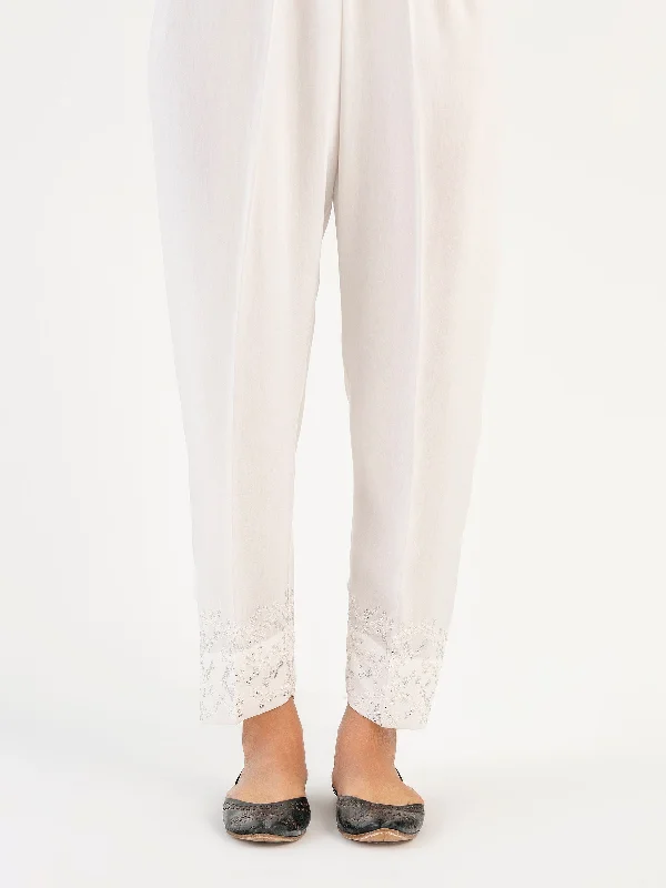 Embroidered Raw Silk Trouser(Pret) Trousers Seasonal Trendy