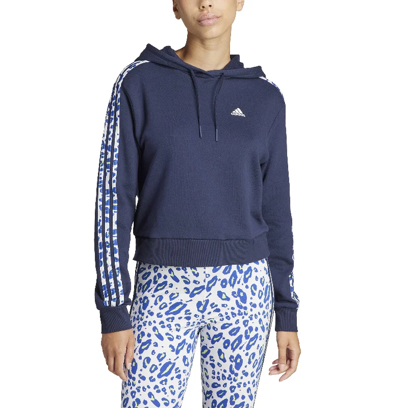 Women's Adidas Essentials 3-Stripes Animal Print Relaxed Hoodie Hoodie with Hem Detail Decorative Unique