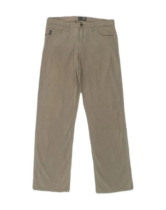 ARMANI Womens Straight Casual Trousers W30 L29 Grey Cotton Trousers Denim Blue