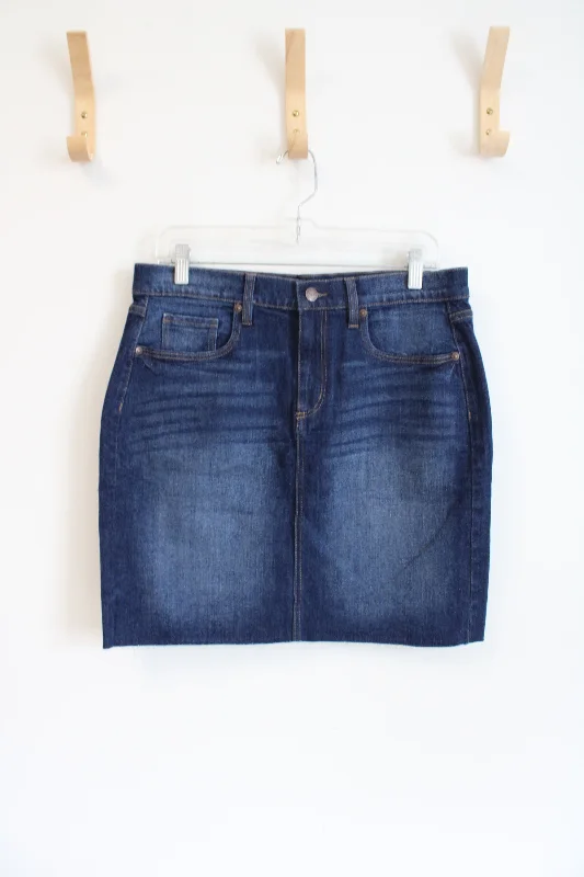 NEW LOFT Dark Wash Denim Frayed Hem Skirt | 8 corduroy skirt comfortable