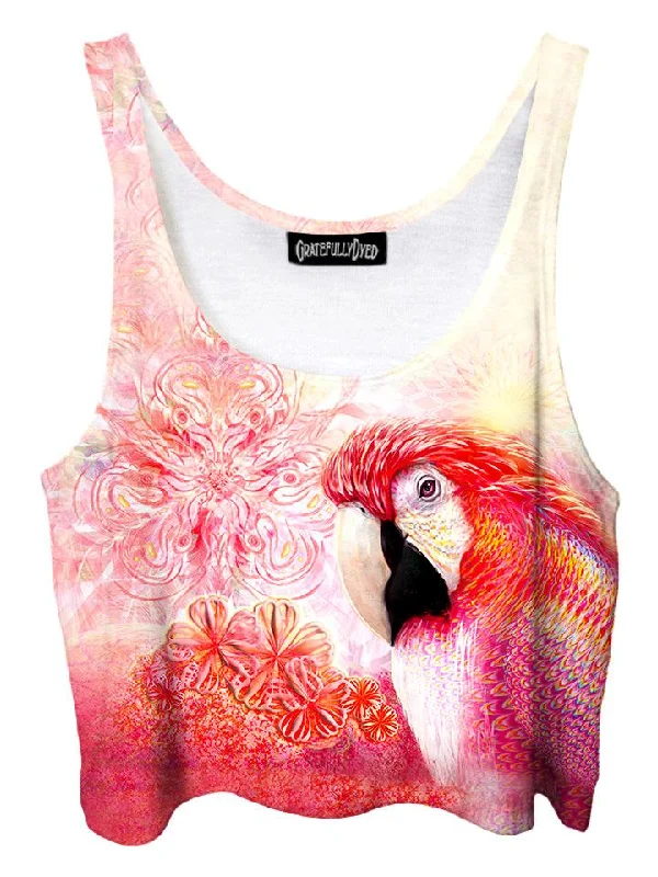 Petey's Paradise Parrot Flower Fractal Crop Top Chenille Brocade Lace