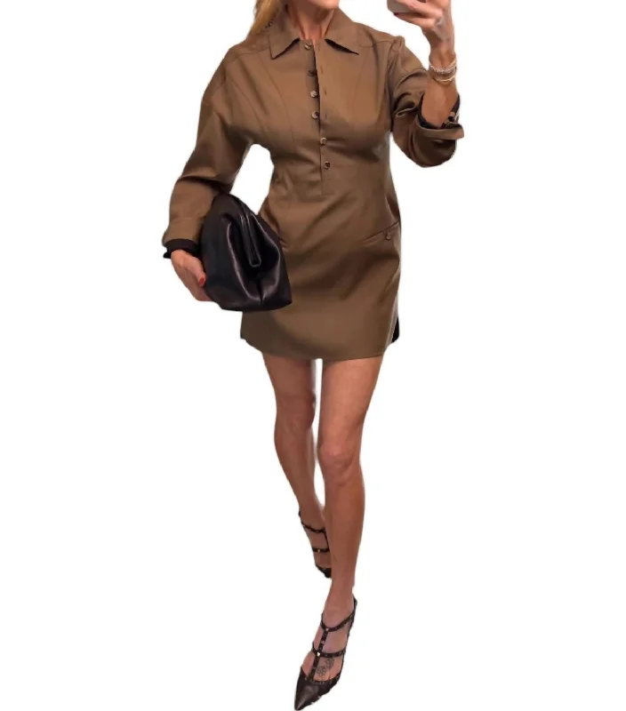 Tropical Wool Dress In Brown
