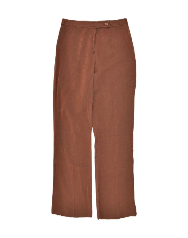 VINTAGE Womens Straight Suit Trousers Medium W28 L32  Brown Viscose Trousers Fleece Cozy