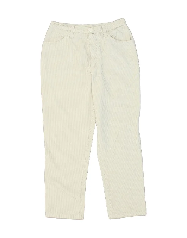 VINTAGE Womens Straight Corduroy Trousers W28 L27 White Trousers Fall Fleece