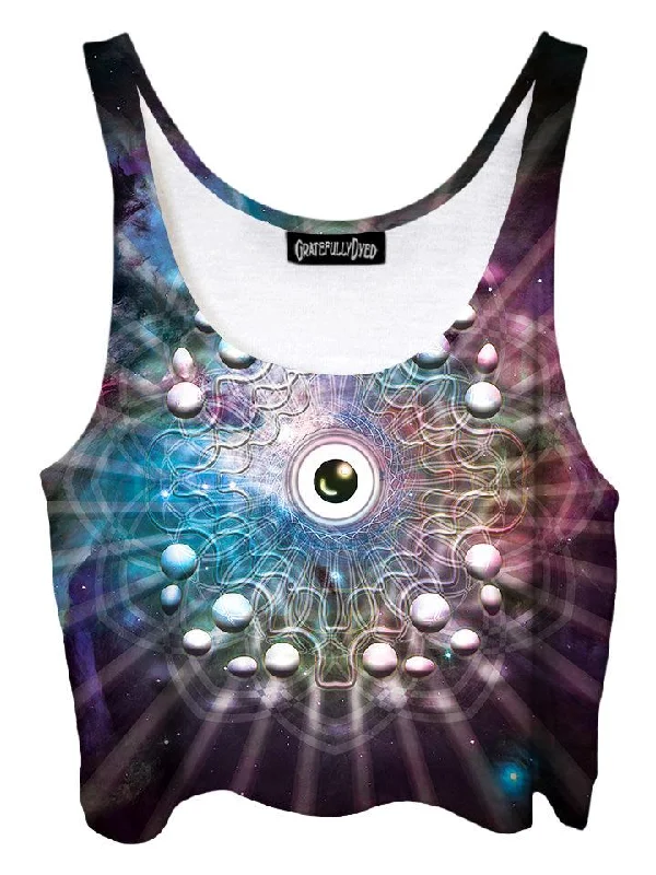 Eye Of The Universe Eyeball Mandala Crop Top Rayon Fabric Velvet Fabric Corduroy Fabric