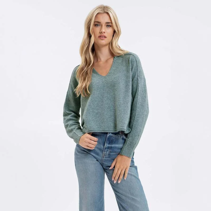 Lightweight V-Neck Sweater Transparent Opaque Sheer