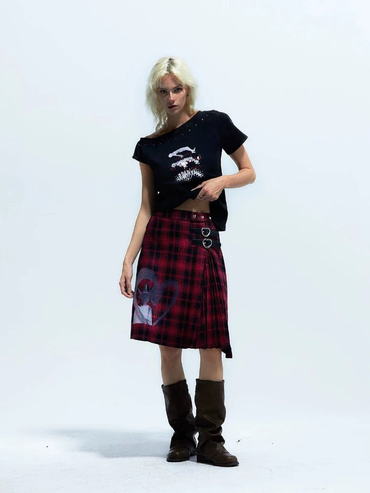 Punk-Inspired Plaid Skirt Tartan vintage skirt charm