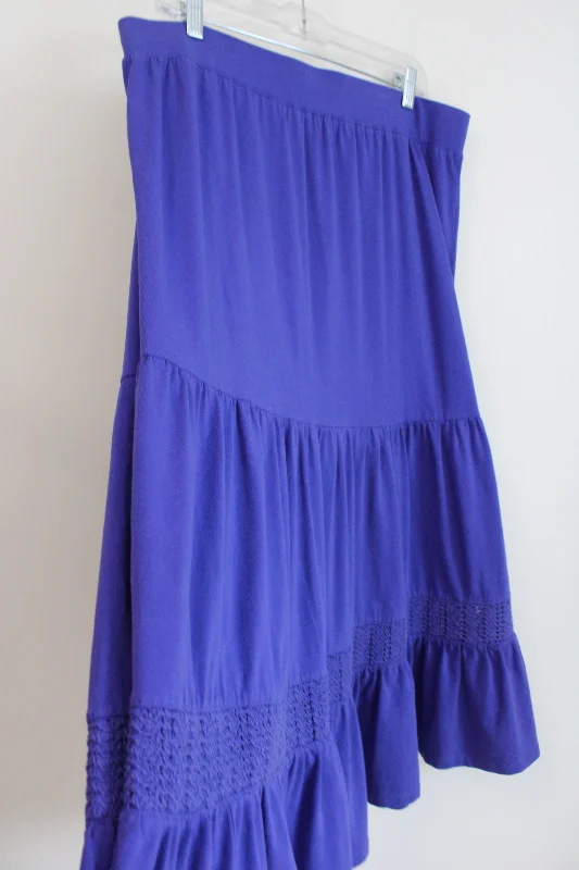 Liz Claiborne Cobalt Blue Tiered Skirt | L Petite silk skirt smooth