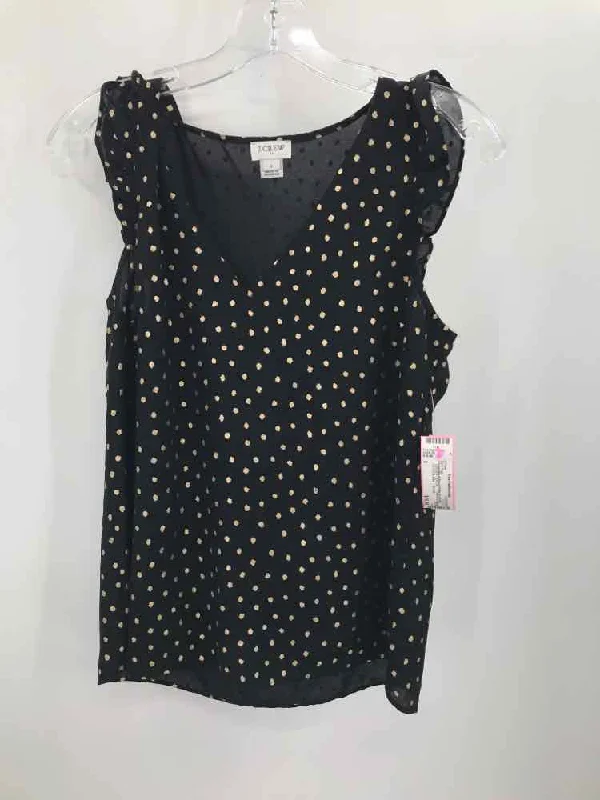 Pre-Owned J Crew Black Size 2 Polka Dot Ruffle Sleeve Tank Top teal tank top