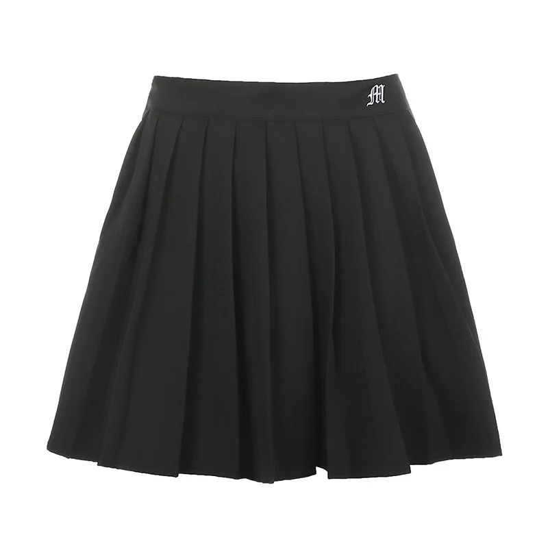 Women'S Fashion Casual Letter Embroidery High Waist Pleated Skirt velvet skirt glossy Women'S Fashion Casual Letter Embroidery High Waist Pleated Skirt velvet skirt glossy