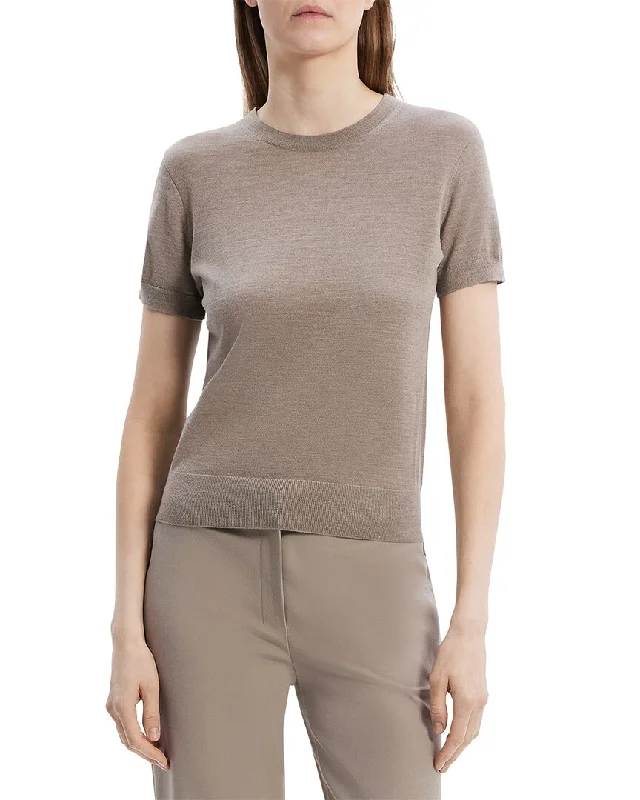 Theory Basic Wool Sweater Solid Print Embellished