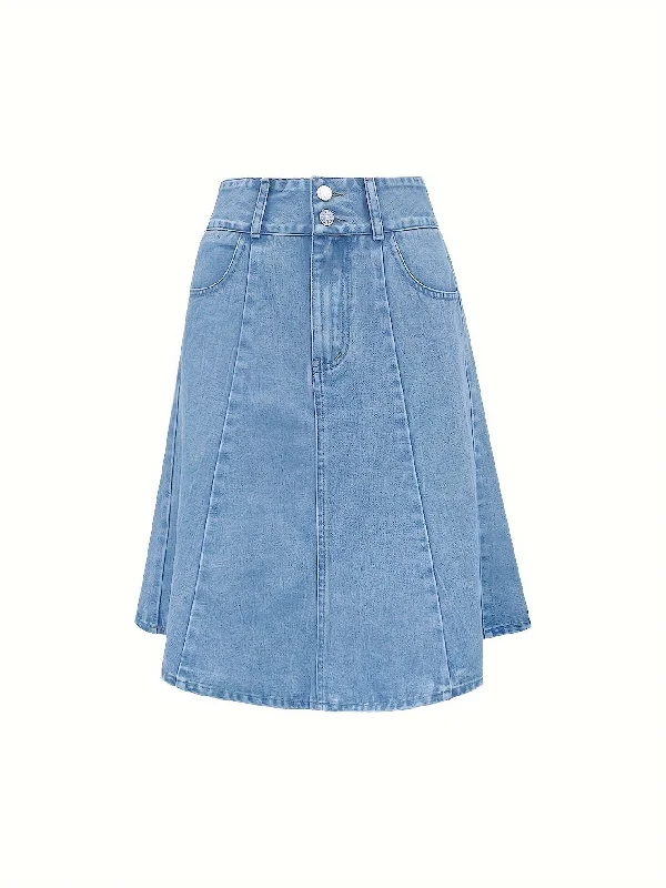 Stylish High Rise A-line Denim Skirt - Women Denim Skirts with Double Buttons, Washed Blue Color, Classic Design - Perfect for Casual Daily Wear cashmere skirt plush Stylish High Rise A-line Denim Skirt - Women Denim Skirts with Double Buttons, Washed Blue Color, Classic Design - Perfect for Casual Daily Wear cashmere skirt plush
