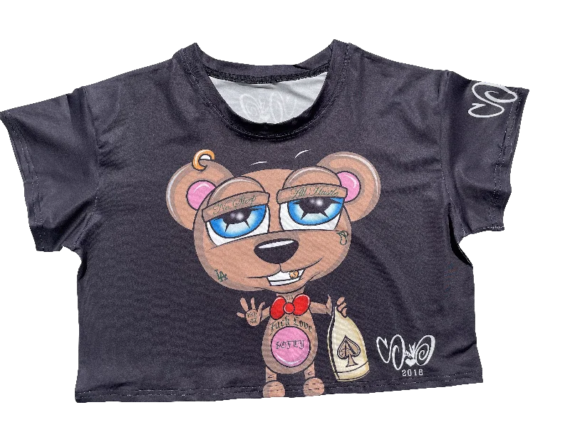 Teddy Crop Top Collared Crew Neck Turtle Neck
