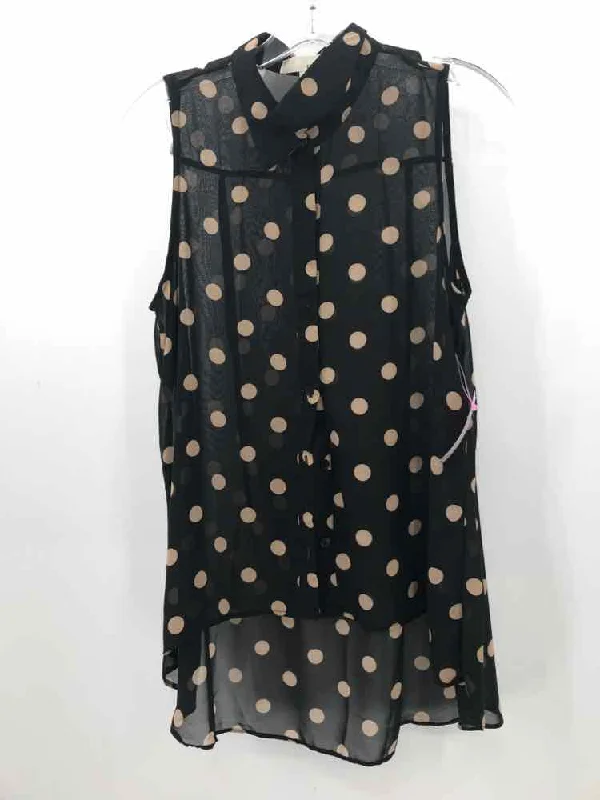 Pre-Owned Sans Souci Black Size Medium Polka Dot Tank Top metallic tank top
