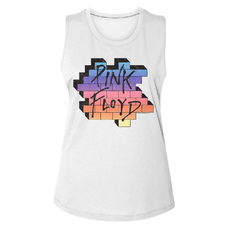 Women Exclusive PINK FLOYD Eye-Catching Muscle Tank, Rainbow Wall loose fit tank