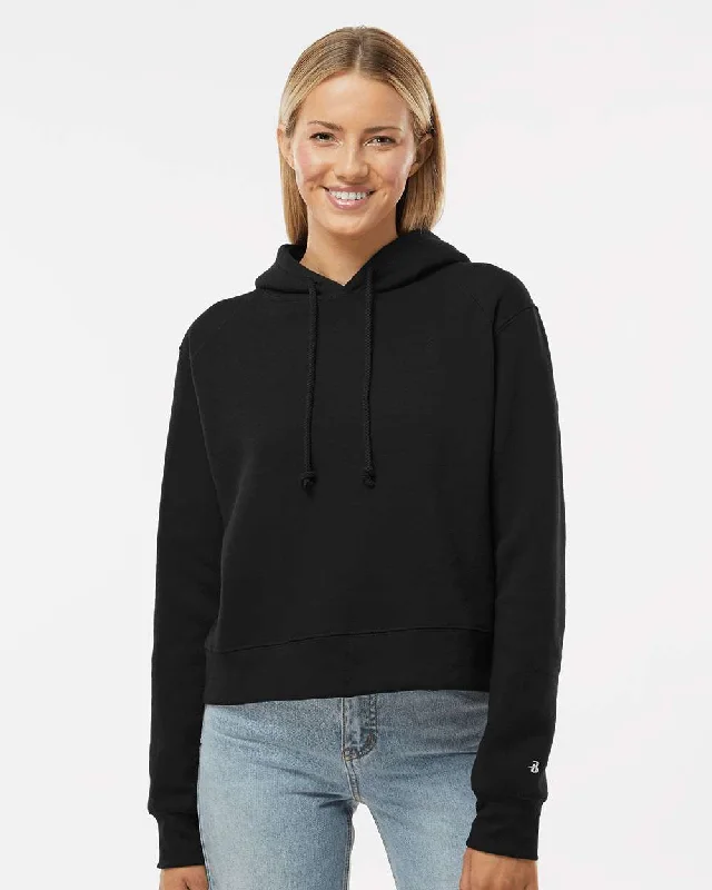 Badger Women's Crop Hooded Sweatshirt Hoodie with Batwing Sleeves Loose Dramatic