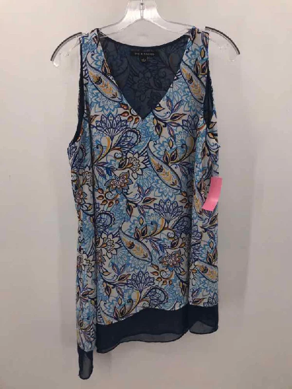 Pre-Owned Zac & Rachel Blue Size Large Tunic Tank Top white tank top