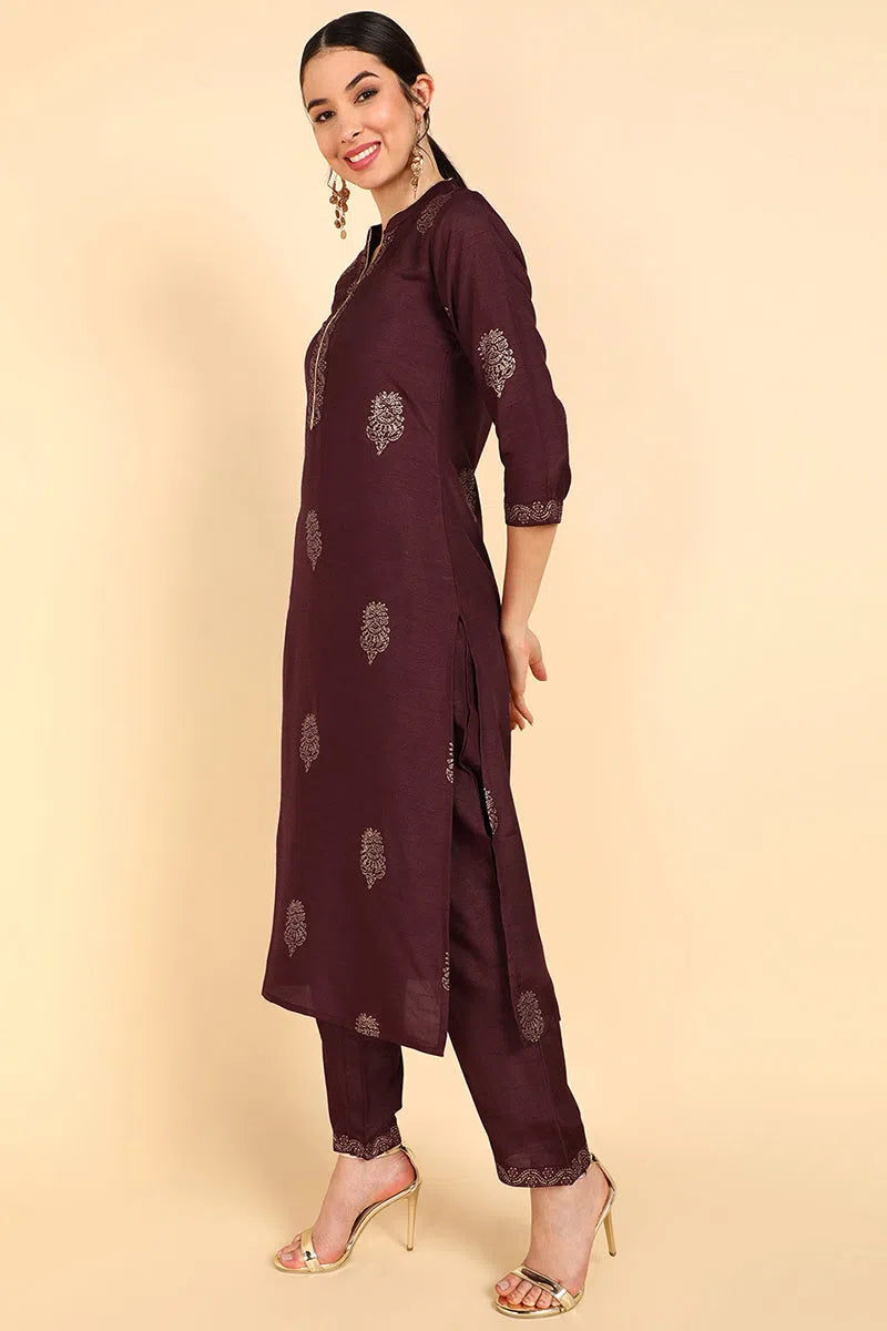 Ahika Poly Silk Solid Kurta Trousers With-PKSKD1407_XS Trousers trendy modern
